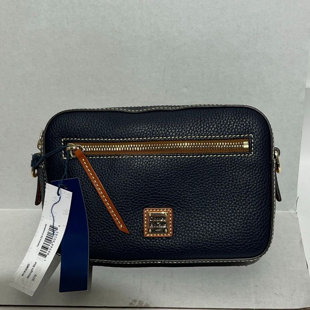 Dooney & Bourke Pebble Grain Camera Zip Crossbody Midnight‎ Blue Leather R1835MD